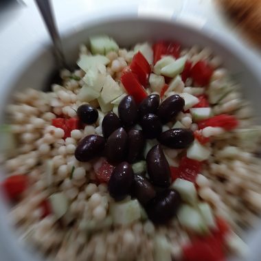 Pearl Cous Cous with Greek tomato salad!